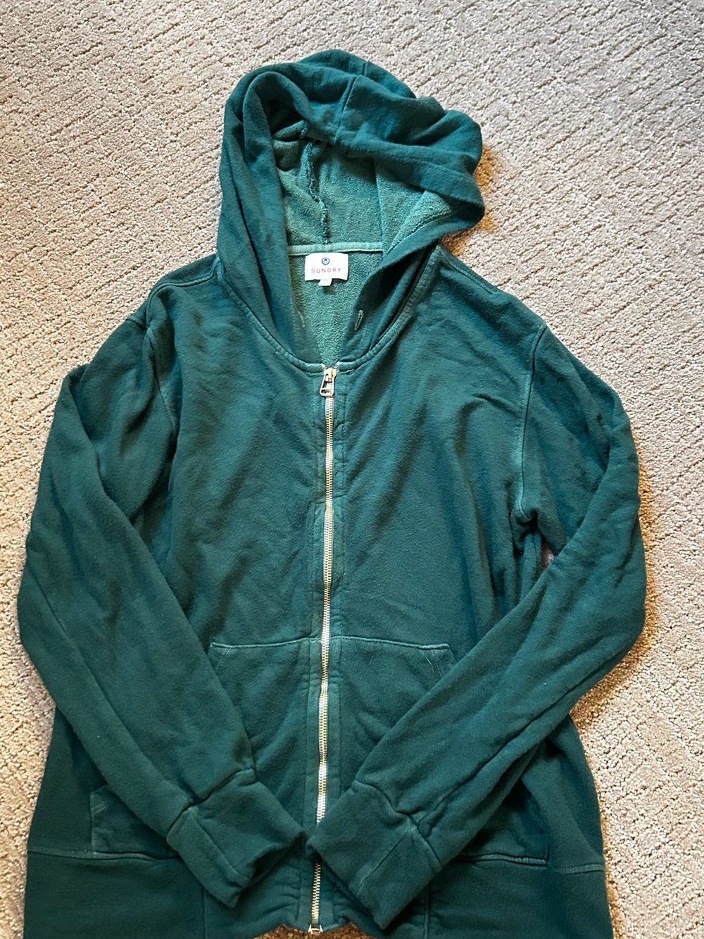 Sundry Rich Green Zip Hoodie